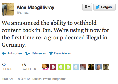 Tweet von Twitter-Anwalt Alex Macgillivray (Screenshot: Golem.de)